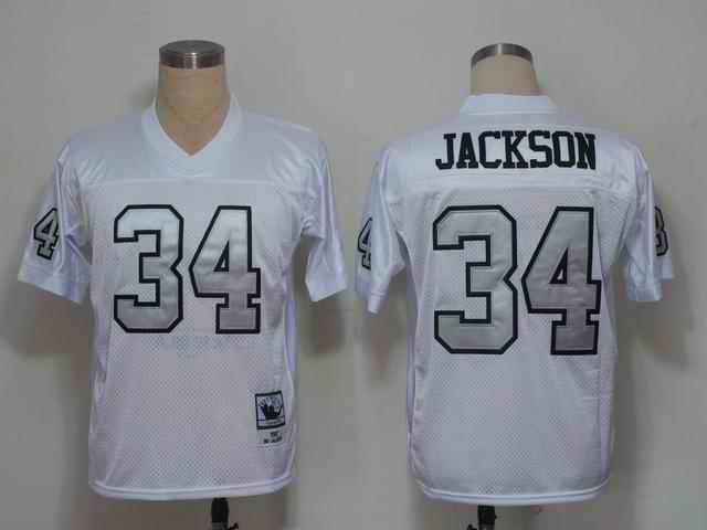 Raiders 34 Bo Jackson white silver number Jerseys