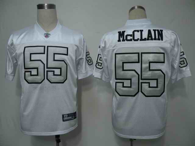 Raiders 55 McClain white silver number Jerseys