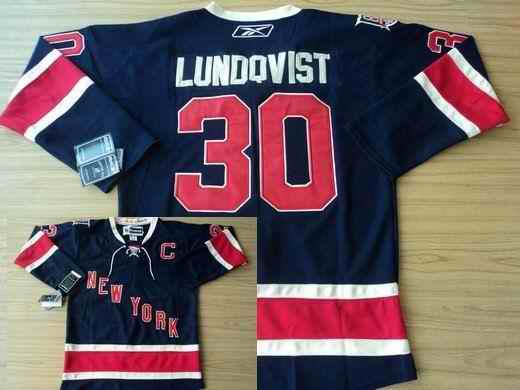 Rangers 30 Lundqvist 85th dark blue Jerseys