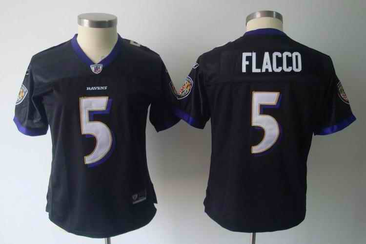 Ravens 5 Flacco black team women Jerseys