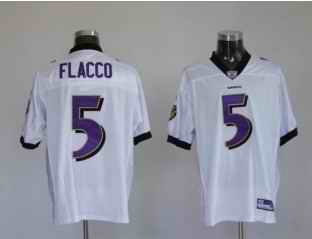 Ravens 5 Joe Flacco White Jerseys