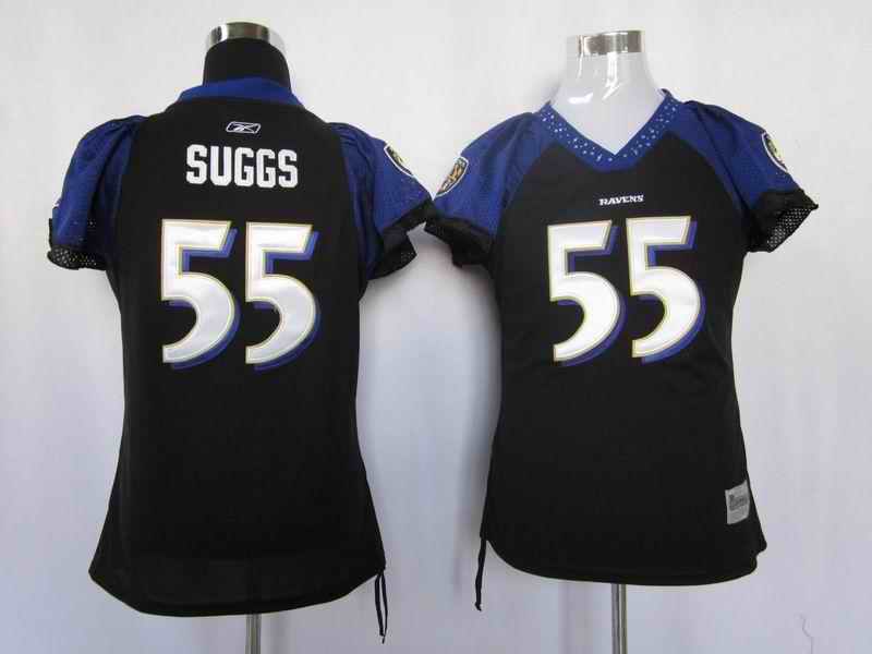 Ravens 55 Suggs black women Jerseys