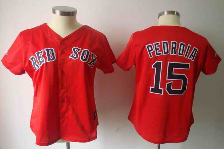 Red Sox 15 pedroia red women Jersey