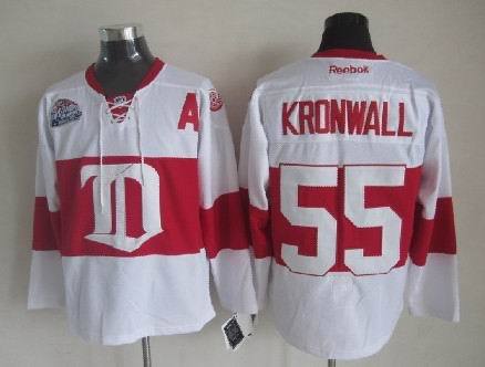 Red Wings 55 Kronwall A Patch White Jerseys