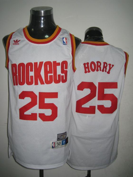 Rockets 25 Robert Horry White Hardwood Classics Jersey