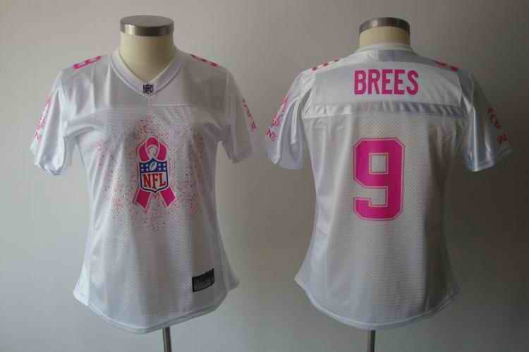 Saints 9 Brees Breast Cancer Awareness white women Jerseys