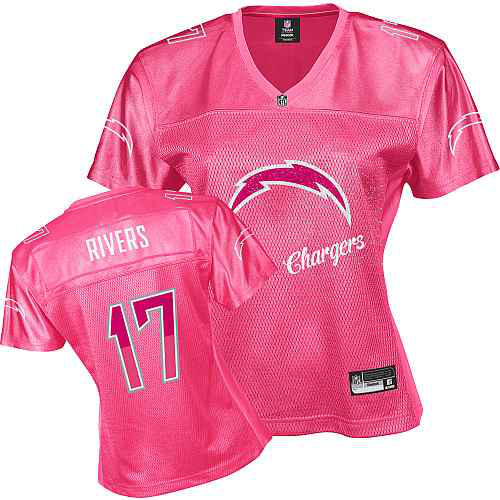 San Diego Chargers 17 RIVERS pink Womens Jerseys