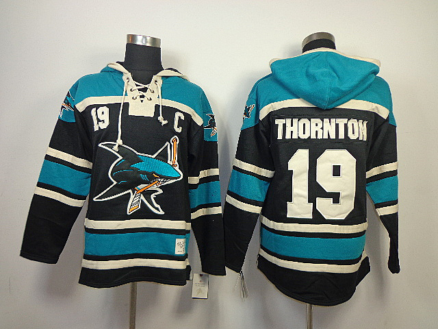 Sharks 19 Thornton Black Hooded Jerseys