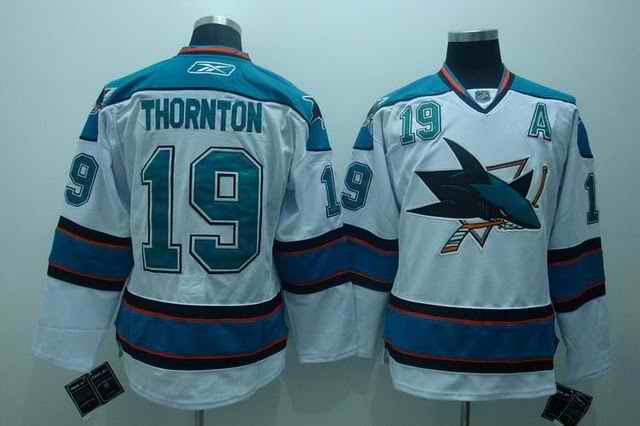 Sharks 19 Thornton White Jerseys