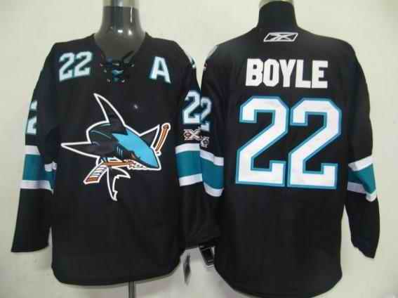Sharks 22 Boyle Black Jerseys