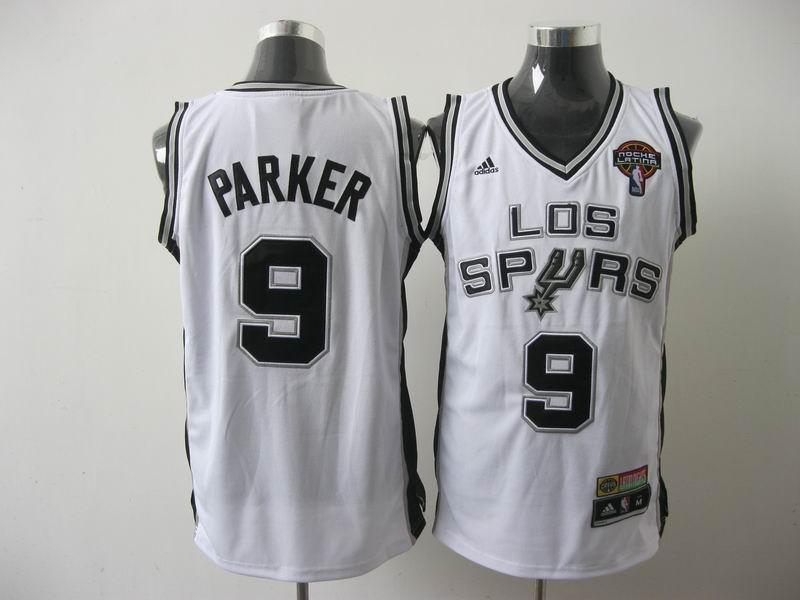 Spurs 9 Parker White Lating Nights Jerseys