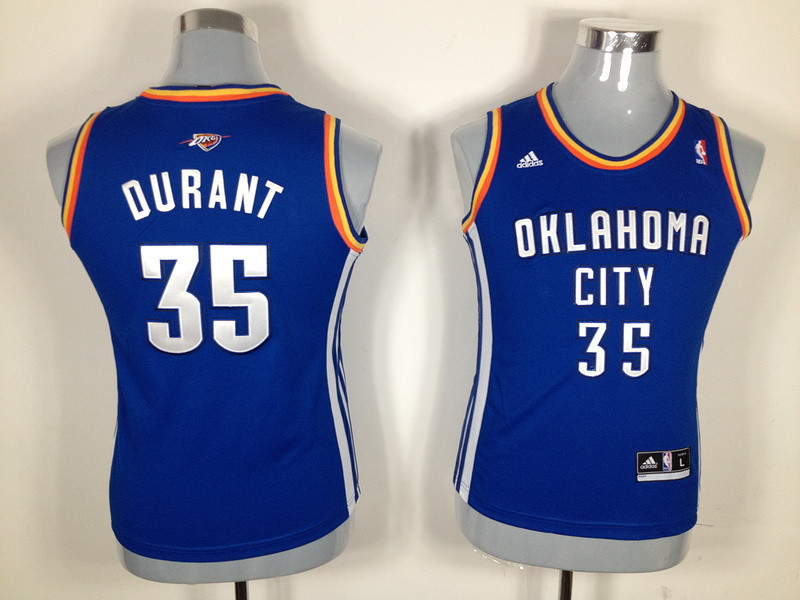 Thunders 35 Durant Blue New Fabric Women Jersey