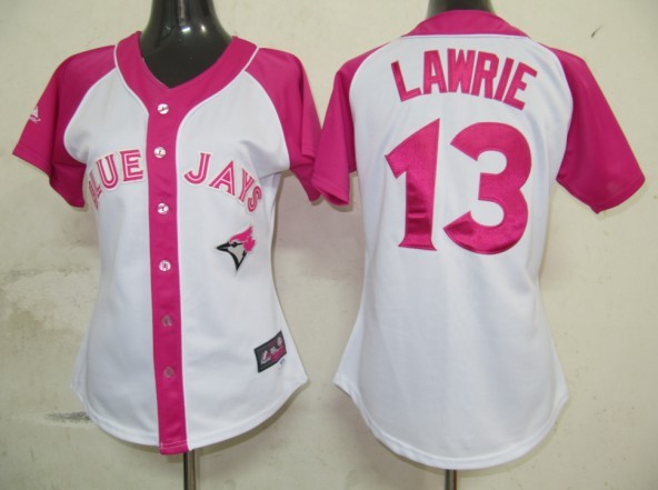 Toronto Blue Jays 13 Lawrie Women Pink Splash Fashion Jersey