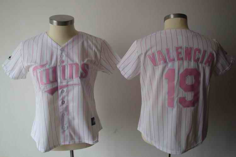 Twins 19 Valencia white pink strip women Jersey