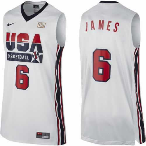 USA 6 James 1992 Throwback White Jerseys