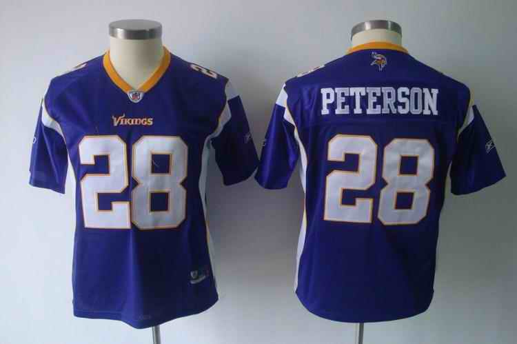 Vikings 28 Peterson purple team women Jerseys