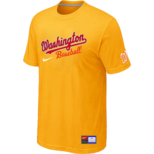 Washington Nationals Yellow Nike Short Sleeve Practice T-Shirt