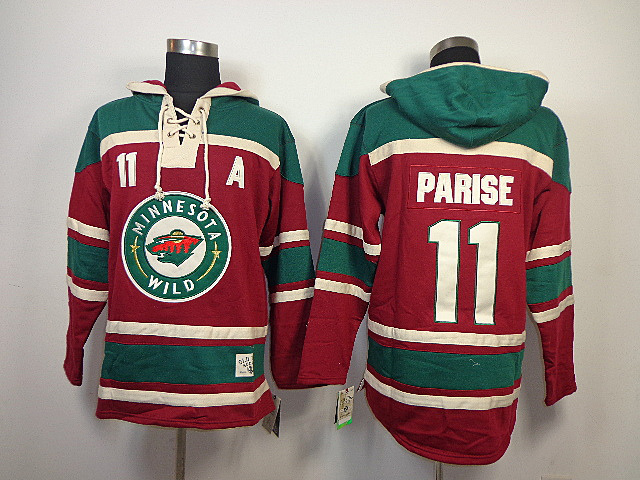 Wild 11 Parise Red Hooded Jerseys