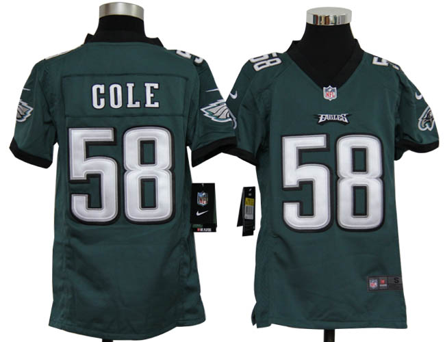 Youth NIKE Eagles 58 Cole Green Jerseys