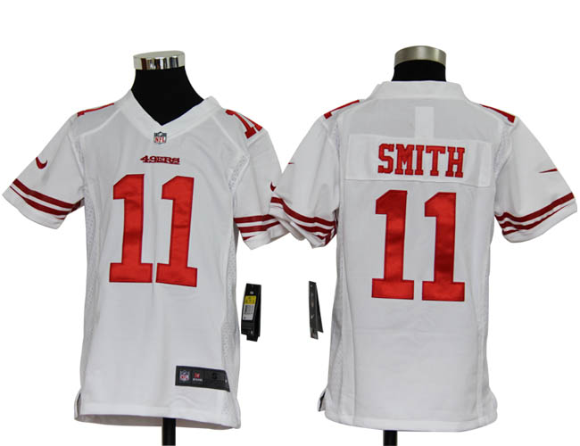 Youth Nike 49ers 11 SMITH white Game Jerseys