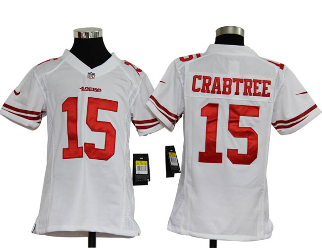 Youth Nike 49ers 15 Crabtree white Jersey
