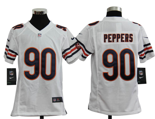 Youth Nike Bears 90 Peppers White Game Jerseys
