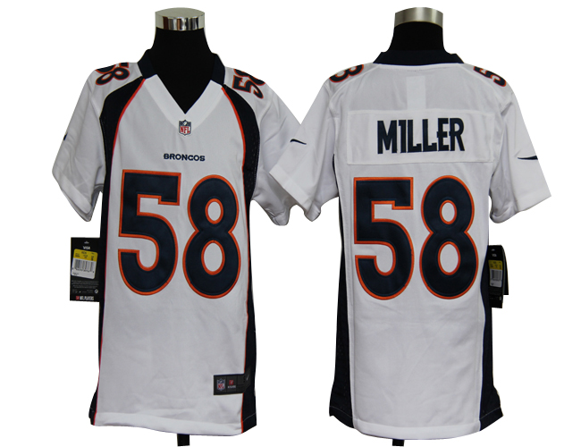 Youth Nike Broncos 58 Miller white jerseys
