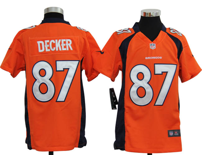 Youth Nike Broncos 87 Decker orange jerseys