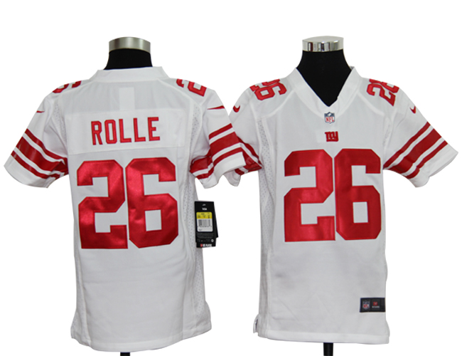 Youth Nike Giants ROLLE 26 White Jerseys