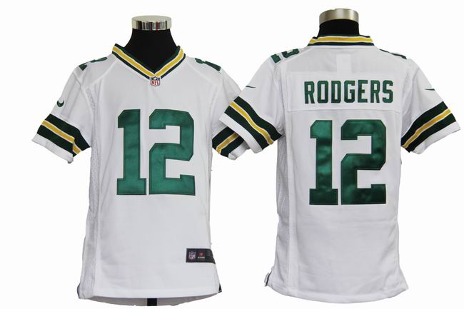 Youth Nike Packers 12 Rodgers White Jerseys