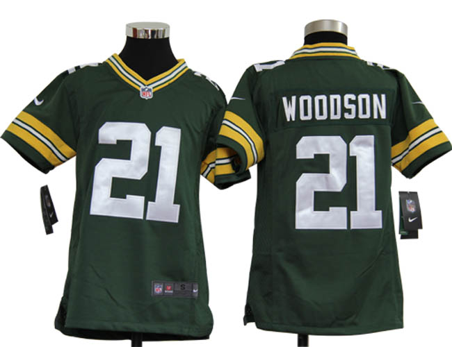 Youth Nike Packers 21 Woodson green Jerseys