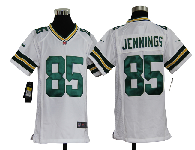 Youth Nike Packers 85 Jennings white Jerseys