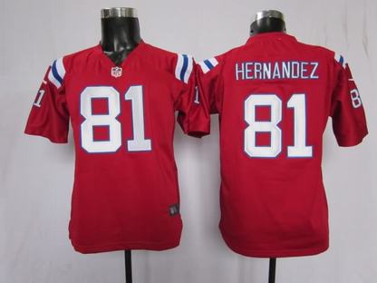 Youth Nike Patriots 81 Hernandez Red Game Jerseys
