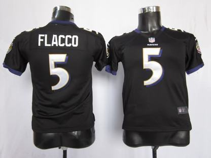 Youth Nike Ravens 5 Flacco Black Game Jerseys