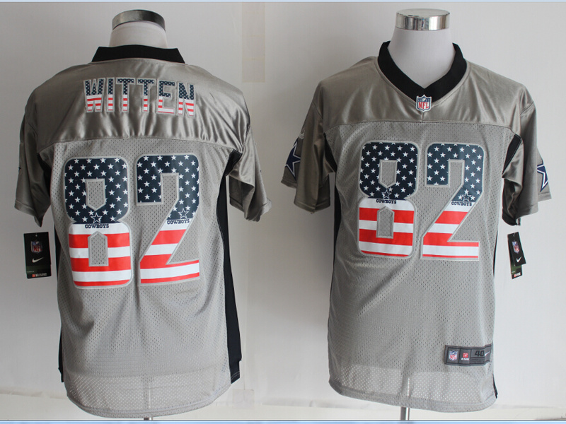 Nike Cowboys 82 Jason Witten Grey USA Flag Elite Jersey
