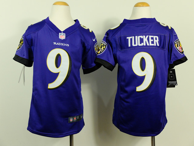 Nike Ravens 9 Tucker Purple Youth Jerseys