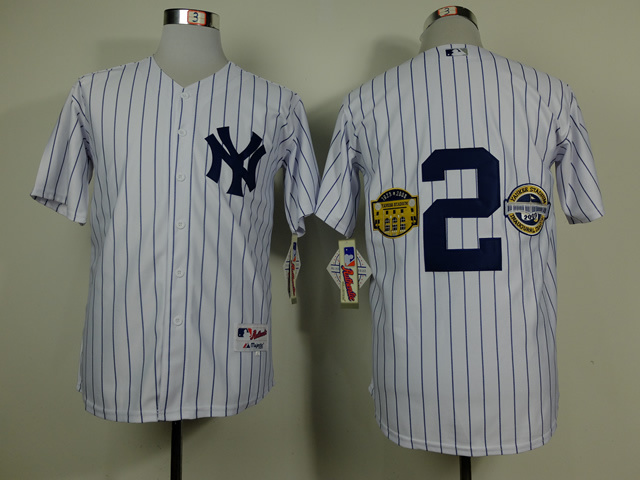Yankees 2 Derek Jeter With Yankee Stadium Patches White Jerseys
