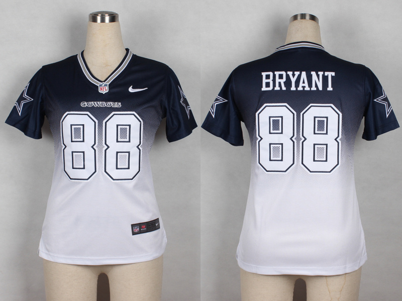 Nike Cowboys 88 Bryant Blue And White Women Drift Jersey
