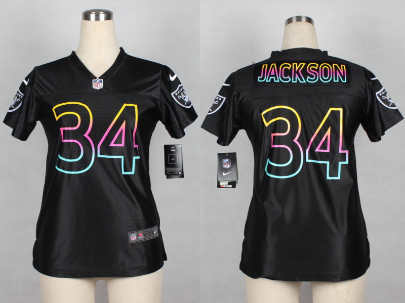Nike Raiders 34 Jackson Black Fashion Women Jerseys