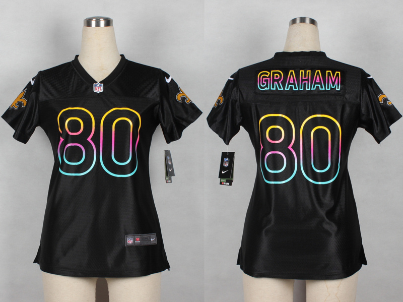 Nike Saints 80 Graham Black Fashion Women Jerseys