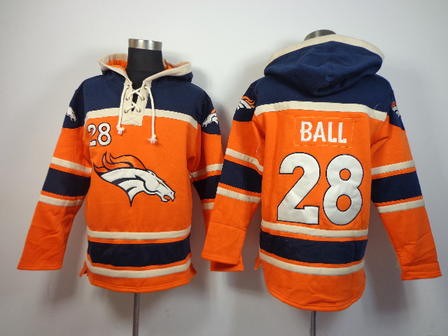 Broncos 28 Ball Orange All Stitched Hooded Sweatshirt
