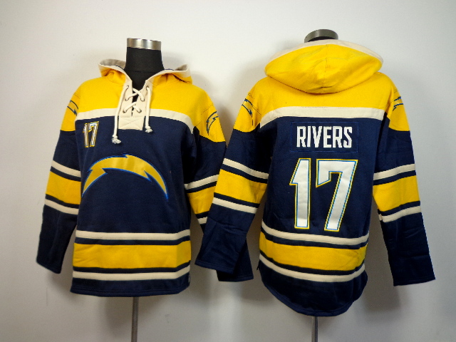Nike Chargers 17 Philip Rivers Blue All Stitched Hooded Sweatshirt