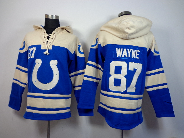 Nike Colts 87 Reggie Wayne Blue Blue All Stitched Hooded Sweatshirt
