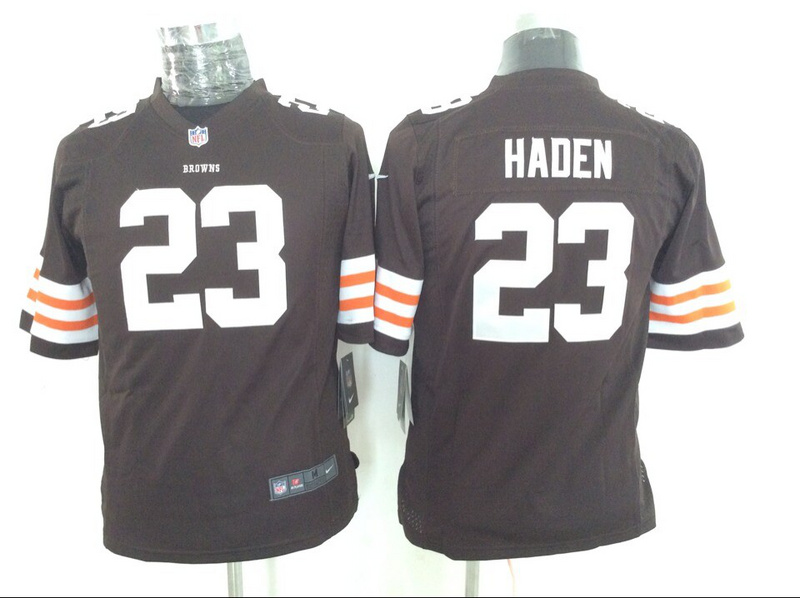 Nike Browns 23 Haden Brown Game Youth Jerseys
