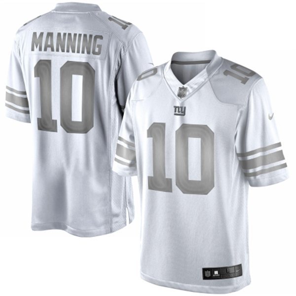 Nike Giants 10 Manning White Platinum Jerseys