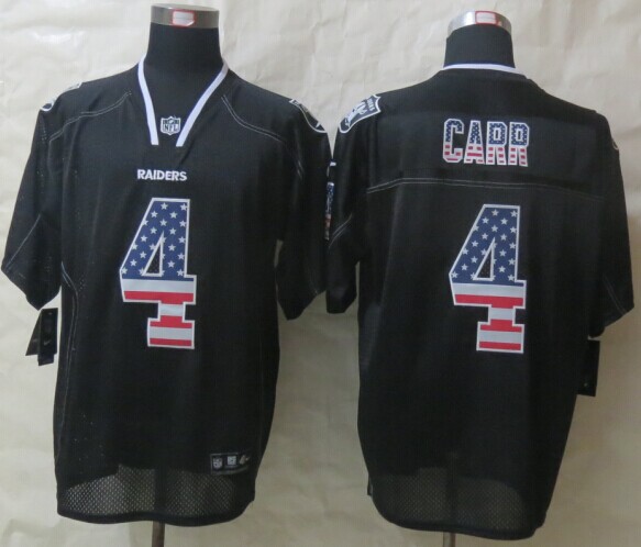 Nike Raiders 4 Carr USA Flag Fashion Black Elite Jerseys