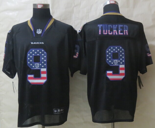 Nike Ravens 9 Tucker USA Flag Fashion Black Elite Jerseys