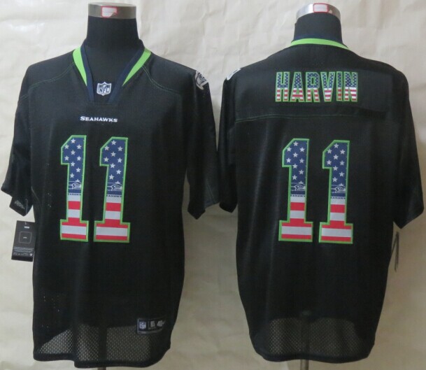 Nike Seahawks 11 Harvin USA Flag Fashion Black Elite Jerseys