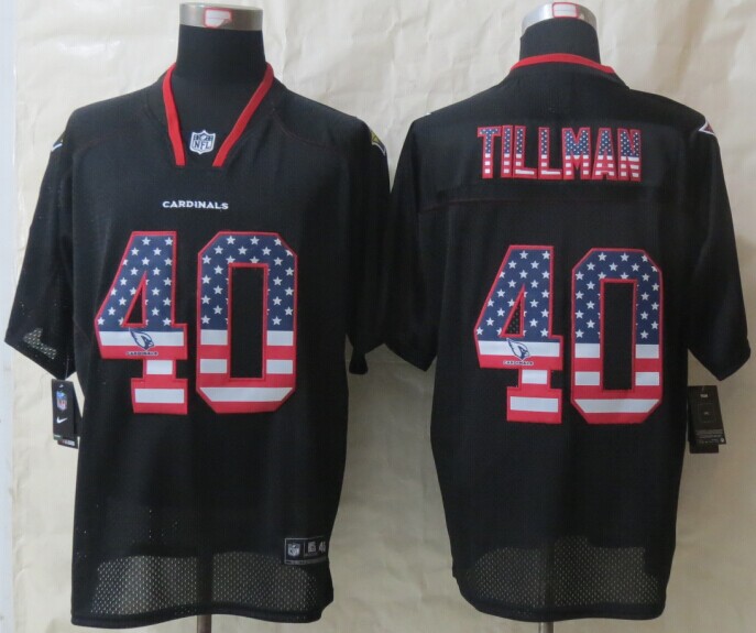 Nike Cardinals 40 Tillman USA Flag Fashion Black Elite Jerseys
