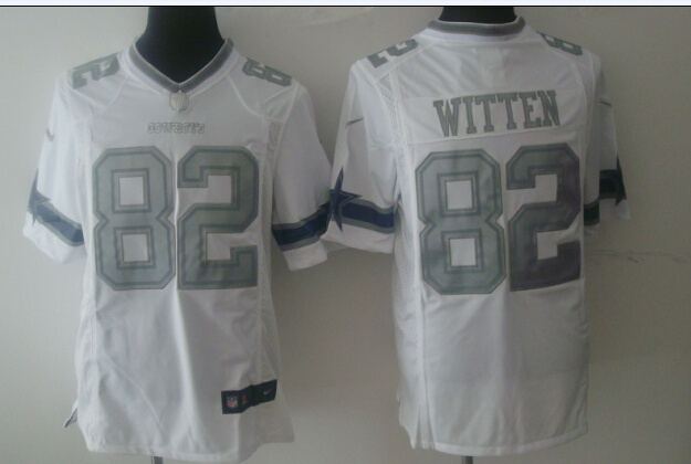 Nike Cowboys 82 Witten White Platinum Jerseys